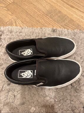 Vans women’s Classic Slip-On Perforated Leather Sneakers - Black
